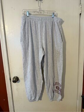 Victoria's Secret Light Gray Sweatpants with Maroon Logo